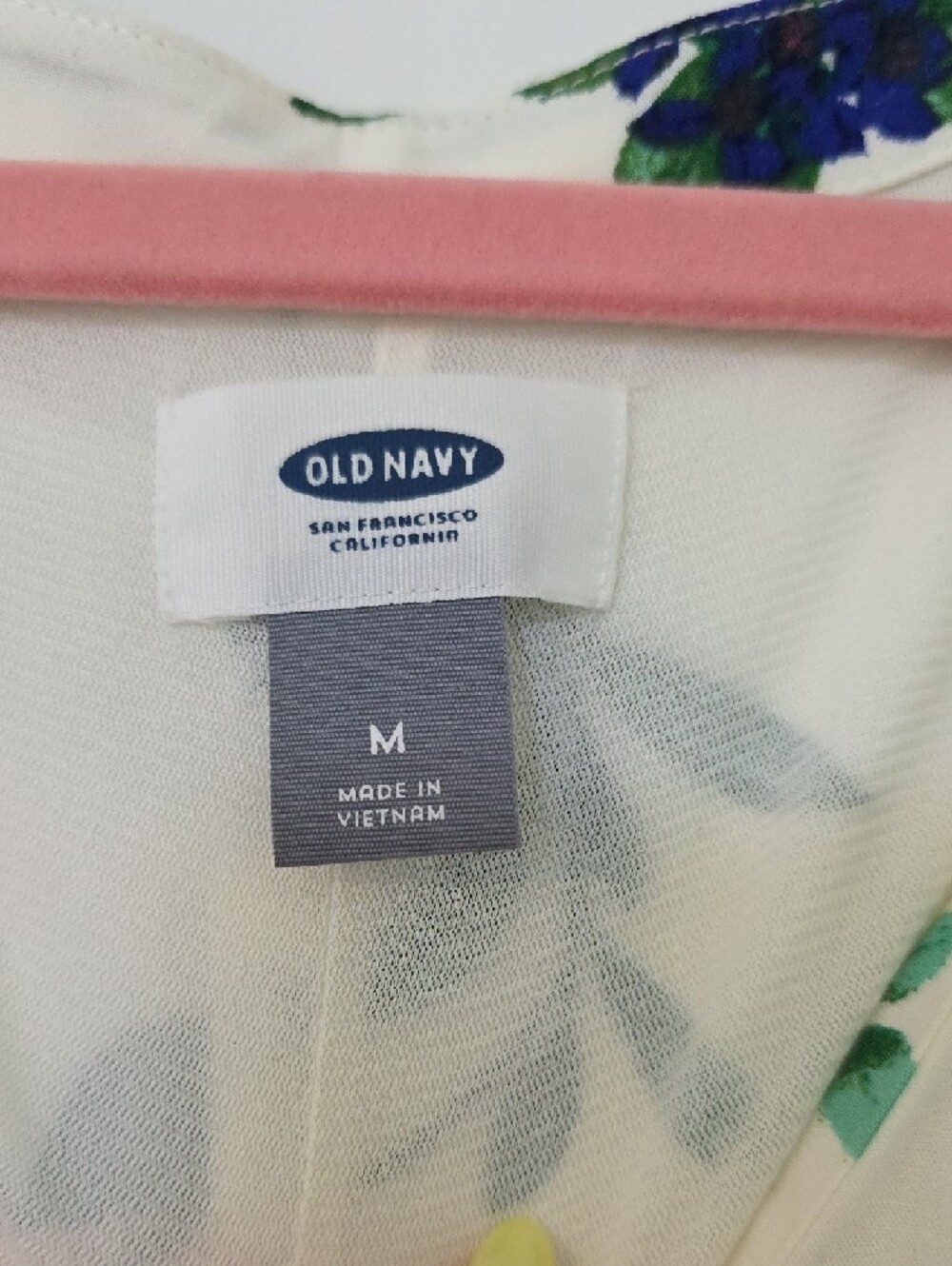 Old Navy Cream Mini Dress with Pink, Yellow & Green Floral Print - Picture 2 of 3